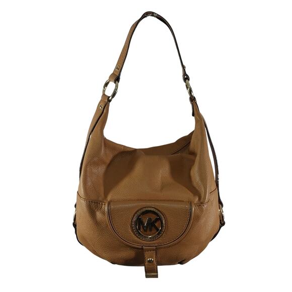 MICHAEL KORS! WARM PECAN BROWN/TAN PEBBLED GENUINE LEATHER HANDBAG, PURSE, BAG! - Picture 2 of 12